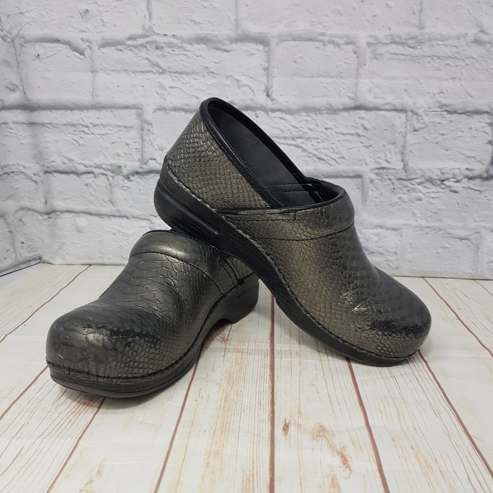 Dansko Snakeskin Print Slip-On Clog Shoe - image 1